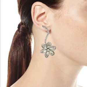OSCAR DE LA RENTA Crystal Flower Drop Earrings